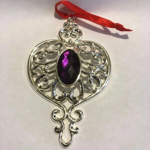 Beautiful Heart and Purple Stone Lenox Christmas ornament